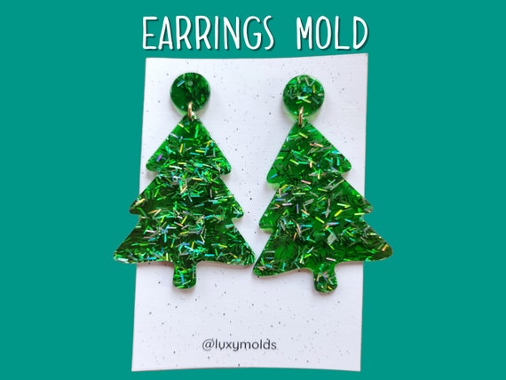 Silicone earrings mold / Silicone epoxy mold / Silicone UV resin molds / Christmas tree earrings silicone jewelry mold