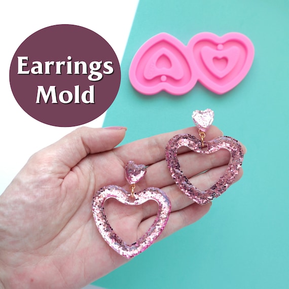 Silicone earrings mold "Heart" mould for resin and epoxy