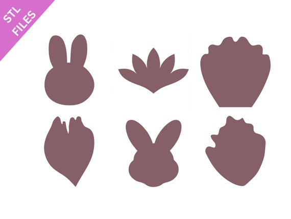 STL clay micro cutters files for 3D printing Sharp earring cutters Bunny Floral Flower petal Leaves Leaf download file for resin machine