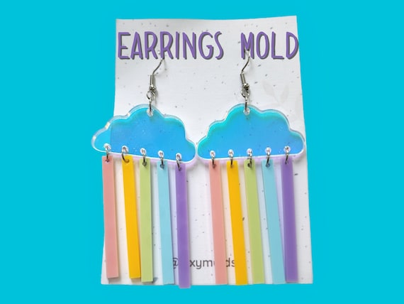 Silicone earrings mold / Silicone epoxy mold / Silicone earring moulds /Silicone UV resin molds/Clouds Rainbow earring silicone jewelry mold
