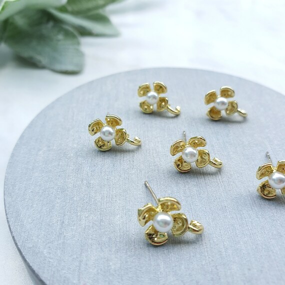 Flower Earring stud components Earrings findings DIY jewelry