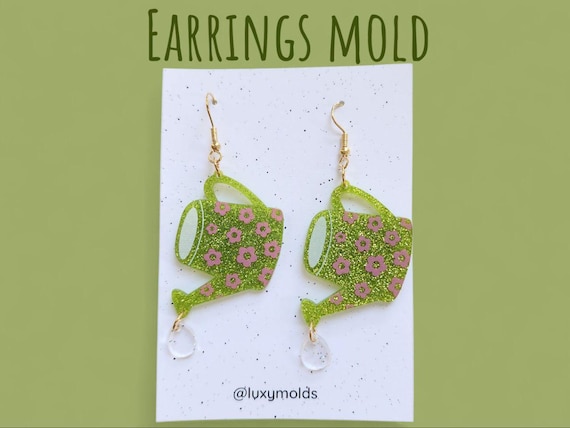 Silicone earrings mold / Silicone epoxy mold / Silicone UV resin molds / Watering can earrings silicone jewelry mold