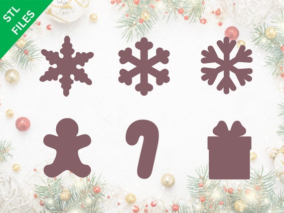 STL clay micro cutters files for 3D printing Sharp earring cutter Snowflake Gift Candy Cane Ginger Bread Man download file for resin machine