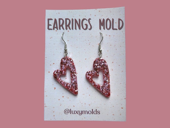 Silicone earrings mold / Silicone epoxy mold / Silicone earring moulds / Silicone UV resin molds / Heart earring silicone jewelry mold