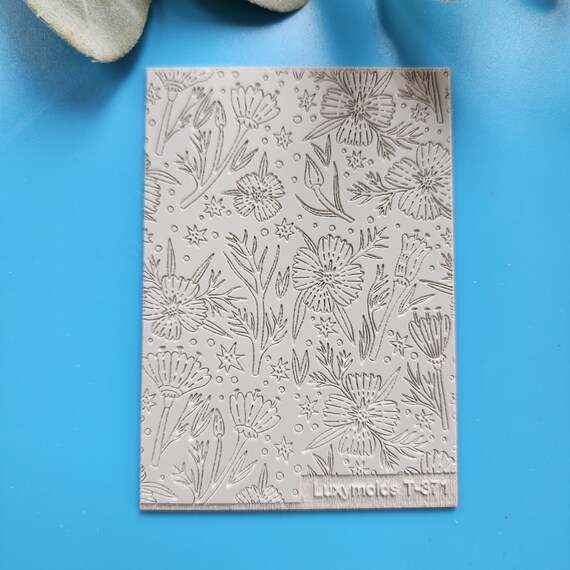 Polymer clay Texture tile Texture mat Clay stamp Polymer clay texture stencils "Floral Leaves Botanic" design clay texture Rubber mat T-371