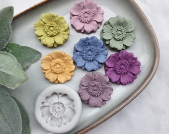 Polymer clay mold Silicone earrings mold &quot;Anemone, Poppy flower&quot; Summer mold mould for resin and polymer clay Polymer clay tool Clay cutter