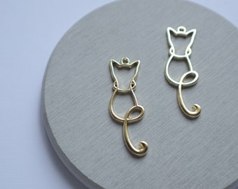 Cat Earrings components Earrings findings DIY jewelry connectors animal shape charms