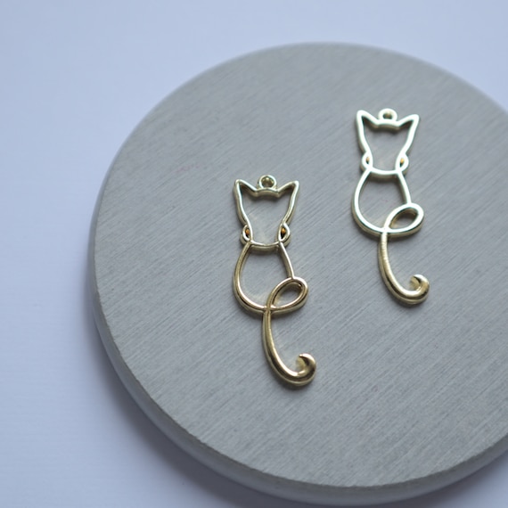 Cat Earrings components Earrings findings DIY jewelry connectors animal shape charms