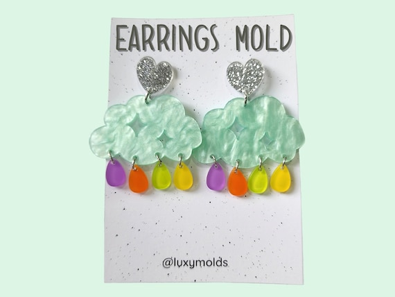 Silicone earrings mold / Silicone epoxy mold / Silicone earring moulds /Silicone UV resin molds/Clouds Rainbow earring silicone jewelry mold