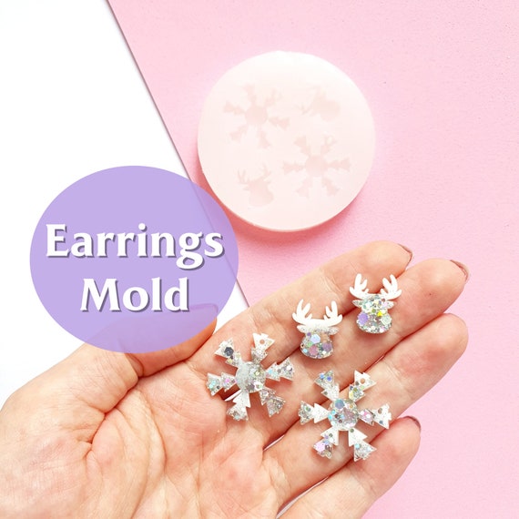 Silicone earrings mold "Christmas"  for resin and epoxy mould for jewelry "Reindeer, Snowflake"