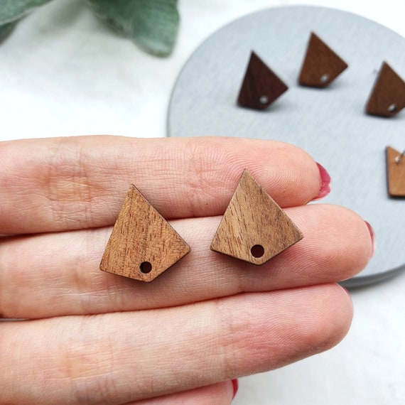 Wood Earring stud components Geometric studs Earrings findings DIY jewelry