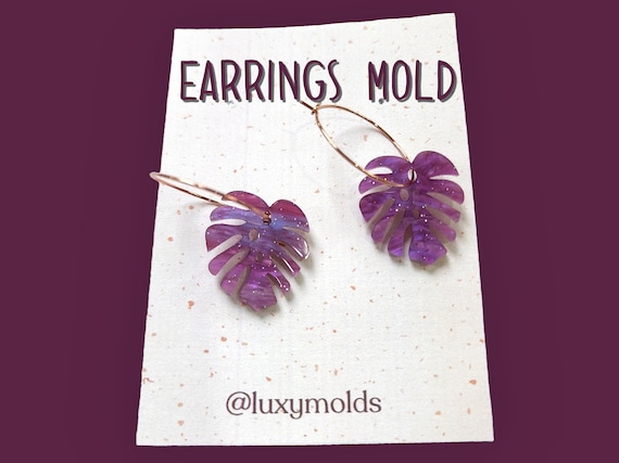 Silicone earrings mold / Silicone epoxy mold / Silicone earring moulds / Silicone UV resin molds / Monstera earring silicone jewelry mold