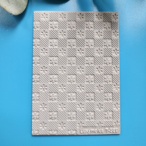 Polymer clay Texture tile Texture mat Clay stamp Polymer clay texture stencils &quot;Flower stripes&quot; design clay texture Rubber mat T-389