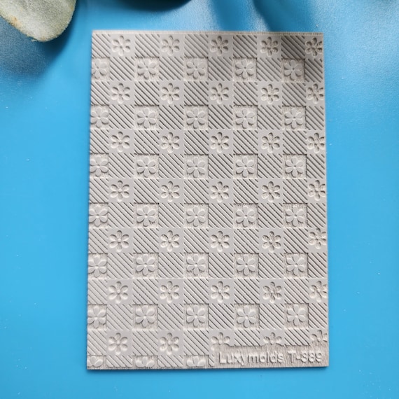 Polymer clay Texture tile Texture mat Clay stamp Polymer clay texture stencils "Flower stripes" design clay texture Rubber mat T-389