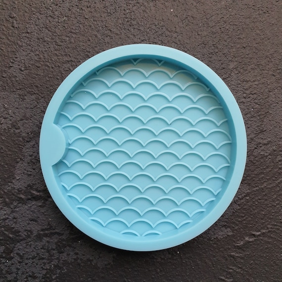 Mold Scales Wave Cup Coaster silicone mold for Resin Epoxy Jesmonite craft 6.5 cm