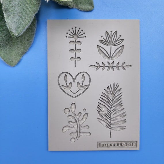 Polymer clay Texture tile Texture mat Clay stamp Polymer clay texture stencils "Botanic" T-18