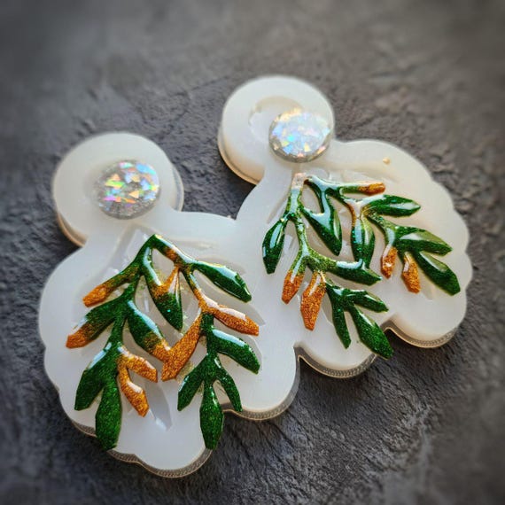 Silicone earrings mold Jewelry resin mold "Leaves" Botanic design epoxy mold