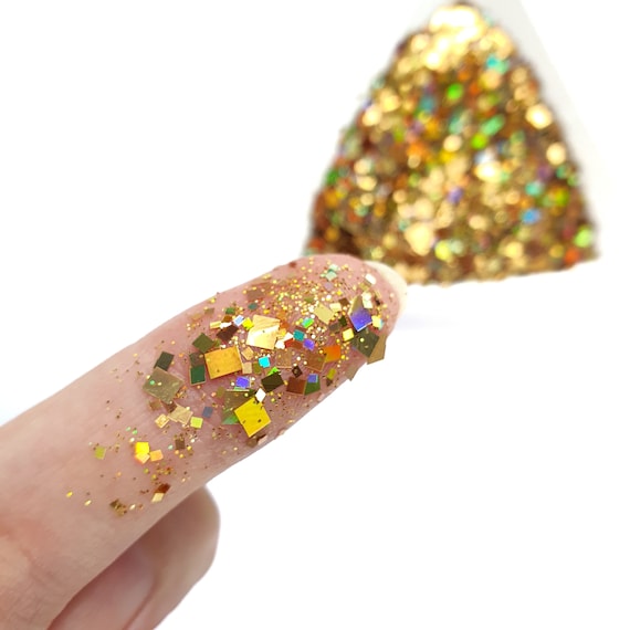 Gold Square Holographic Chunky Glitter for Resin Epoxy Crafts 