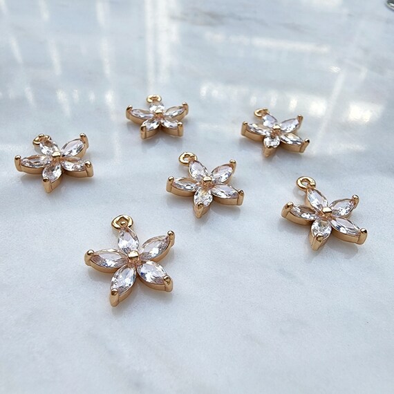 Zircon charms Gold plated Earrings components Earrings findings DIY jewelry