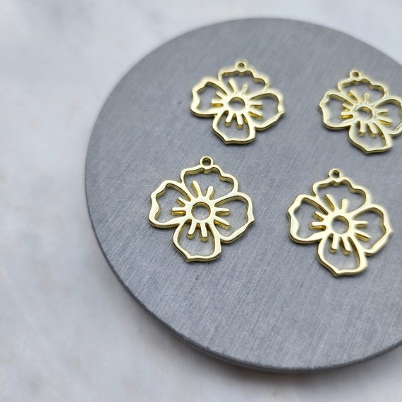 Gold plated charms Flowers Earrings components Earrings findings DIY jewelry