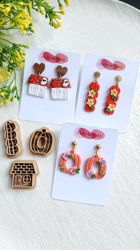 Halloween Fall Polymer Clay cutters Stud earring clay cutters Earrings molds Polymer clay tool sharp cutters stamps Clay tools supplies