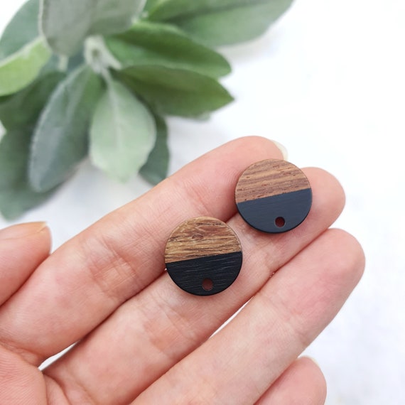 Wood Resin Earring stud components Earrings findings DIY jewelry