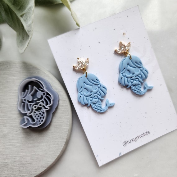 Polymer Clay cutters Stud earrings clay cutters Earrings mold Polymer clay tool Animals cutter Mermaid sharp cutter stamp Jewelry cutter