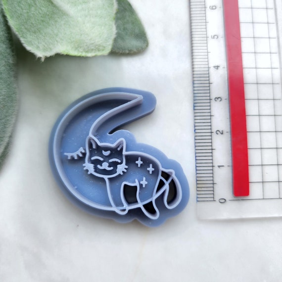 Polymer Clay cutters Stud earrings clay cutters Earrings molds Polymer clay tool Fall cutters Cat on moon sharp cutter stamp Jewelry cutters