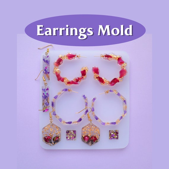 Silicone earrings mold for resin and epoxy 4 designs in 1 mould