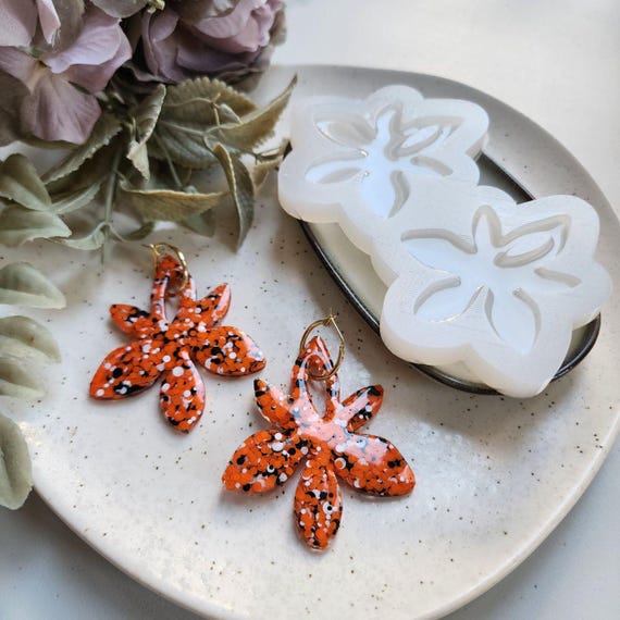 Silicone earrings mold Jewelry resin mold "Flowers" Botanic design epoxy mold