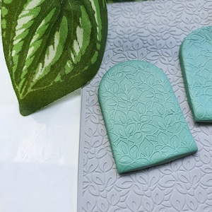 Fimo Textur Fliese Textur Matte Clay Stempel Fimo Textur Schablonen &quot;Blätter&quot; T-11