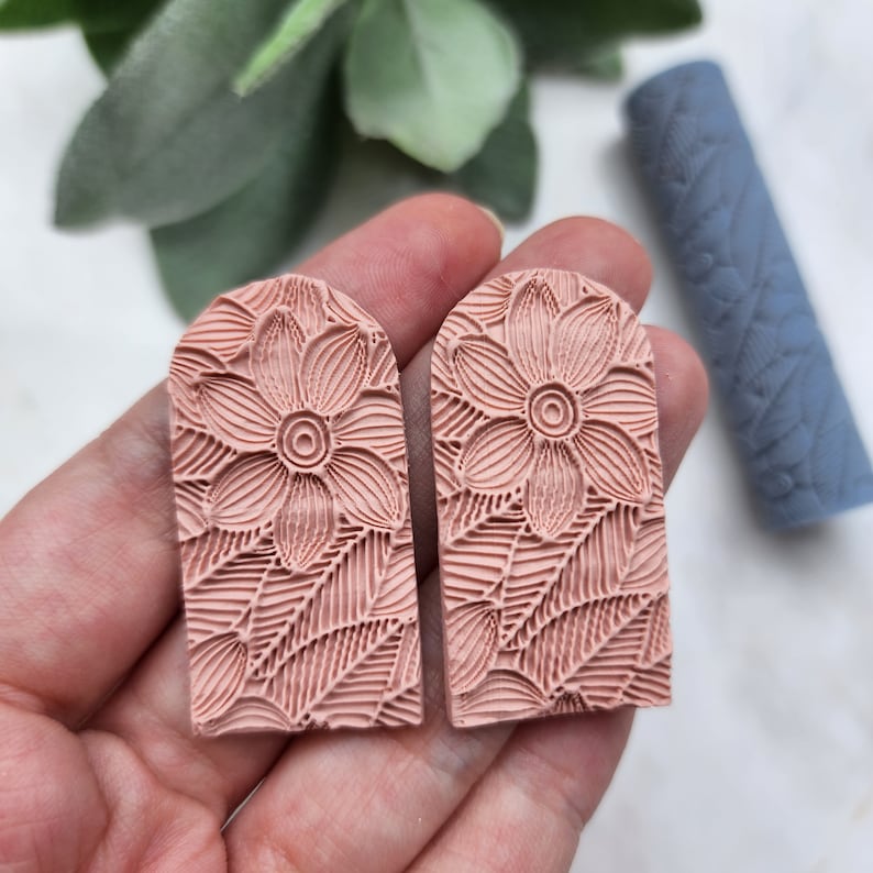 Polymer clay texture roller clay stamp 3D printed embossing Polymer clay tool Vintage pattern roller Flower pattern texture Clay cutters image 4