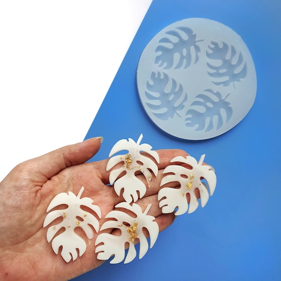 Silicone earrings mold leaf mould for resin and epoxy "Monstera"