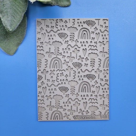 Polymer clay Texture tile Texture mat Clay stamp Polymer clay texture stencils "Rainbow" T-89