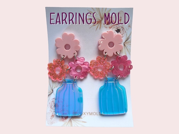 Silicone earrings mold / Silicone epoxy mold / Silicone earring moulds / Silicone UV resin molds / Flowers silicone jewelry mold
