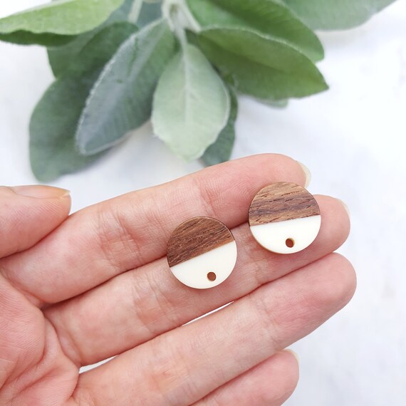 Wood Resin Earring stud components Earrings findings DIY jewelry