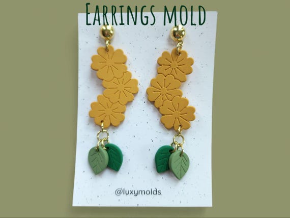 Silicone earrings mold / Silicone epoxy mold / Silicone UV resin molds / Floral earrings silicone jewelry mold / Matte effect earring mold