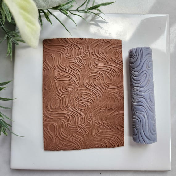Polymer clay texture roller clay stamp 3D printed embossing "Waves" Clay tools supplies for making clay earrings