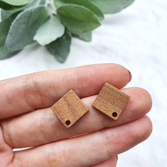 Wood Earring stud components Geometric studs Earrings findings DIY jewelry
