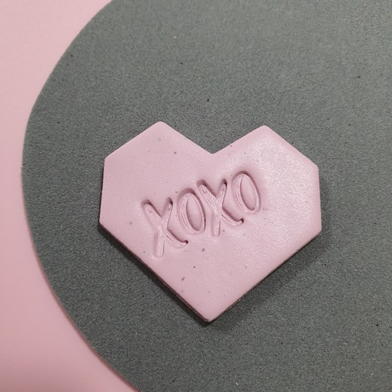 Valentine's day Polymer clay "XOXO" stamp embossing
