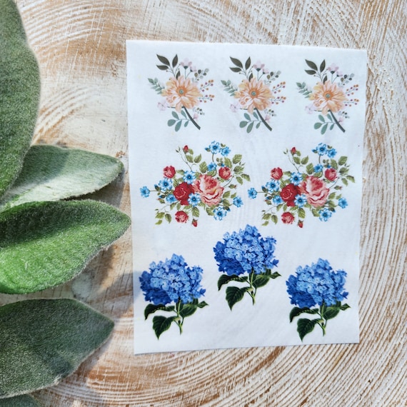 Clay transfer paper / Image transfer paper for clay / Water soluble paper for polymer clay / Flower pattern transfer sheets