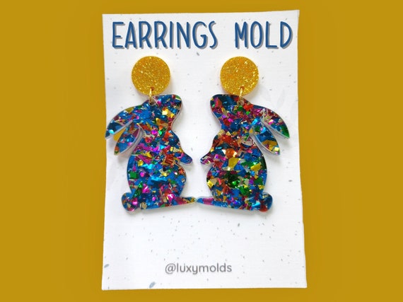 Silicone earrings mold / Silicone epoxy mold / Silicone earring moulds / Silicone UV resin molds / Bunny earring silicone jewelry mold