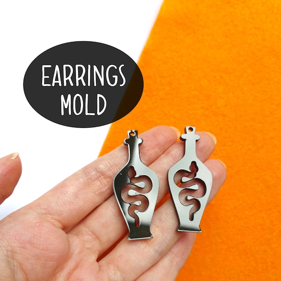 Halloween "Bottle Snake Poison" Silicone earrings mold for resin and epoxy