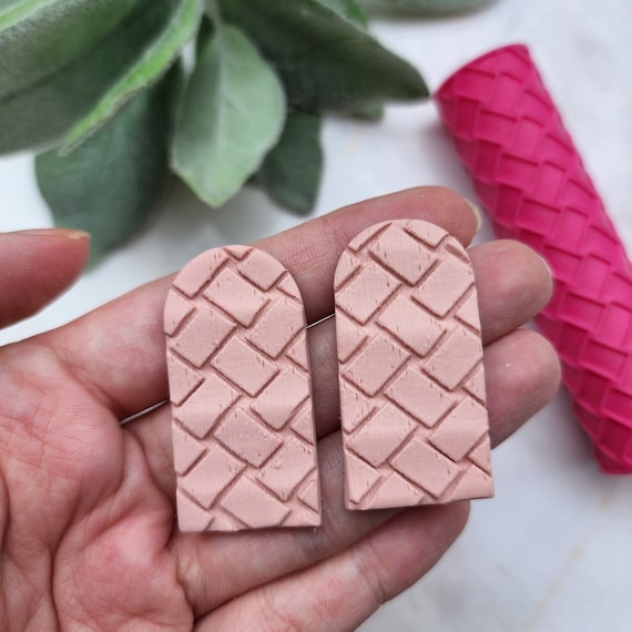 Polymer clay texture roller Clay stamp Polymer clay tool Clay supplies Clay embossing Clay print rollers