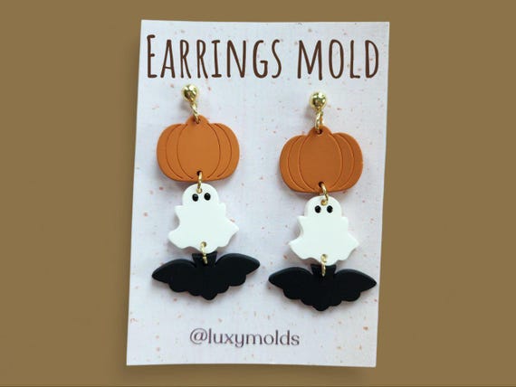 Silicone earrings mold / Silicone epoxy mold/Silicone UV resin molds/Fall Halloween earrings silicone jewelry mold/Matte effect earring mold
