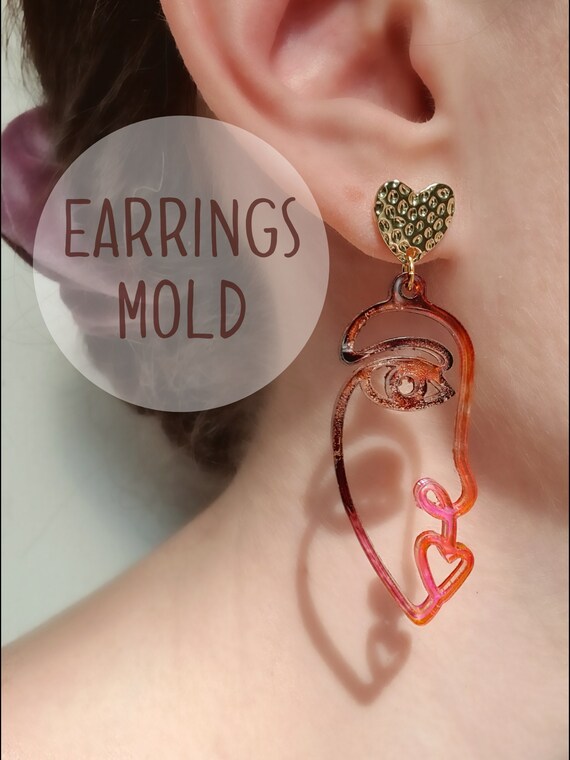 Abstract Woman Face Silicone earrings mold Jewelry Resin mould for resin and epoxy