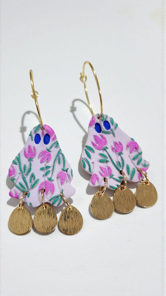 Cute ghost Halloween Polymer Clay Earrings