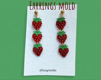 Strawberry Stud Earrings Silicone Mold, UV Resin Epoxy Mold