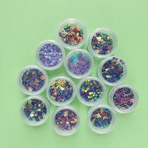 12 piezas establecen lentejuelas Lilac Chunky brillo para resina epoxi artesanías y arte de uñas