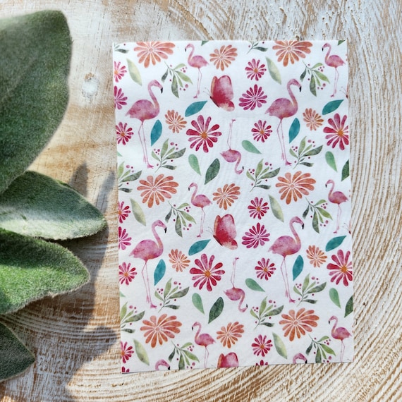 Clay transfer paper / Image transfer paper for clay/Water soluble paper for polymer clay/Watercolor flamingo flowers pattern transfer sheets